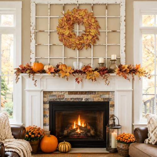 20" Fall Wreath for Front Door, Artificial Autumn Wreath - image 9