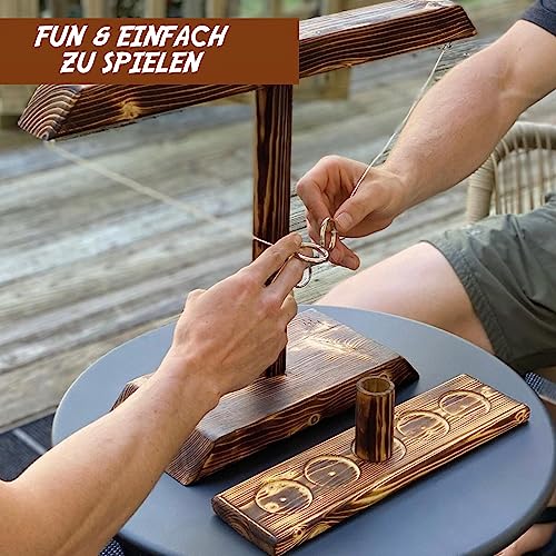 Original Cup Ring Toss® Game | Geschicklichkeitsspiel aus Holz | Premium Qualität | Hängende Ringwurfmaschine | Wer ist der Schnellste? | Innen & Außen | Erwachsene | 100% Holz | 100% Spaß | SparkL®