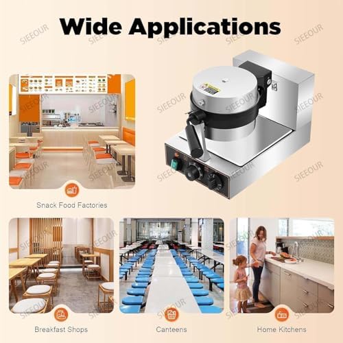 Double-Sided Electric Hamburger Maker & Ice Cream UFO Machine with Timer, Non-Stick Panini Press, Commercial Waffle Cone Maker - Versatile Kitchen Appliance (Single Head)