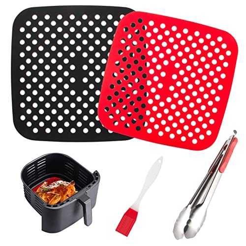 Antiaderente per Friggitrice Ad Aria,ICNOW 2 Misure In Silicone Di ​Fodere Per Aria Quadrata Riutilizzabile Per Forno A Microonde,Teglia Da Forno E Teglia Da Forno Per Friggitrice Ad Aria(7.5/8.5inch)