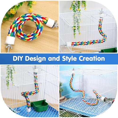 Image of iplusmile Bird Rope Perch Swing & Climbing Toy - 40-Inch Extra Long Soft Spiral Colorful Cotton Rope for Parrots Cockatiels Parakeets Budgie Cage Accessories