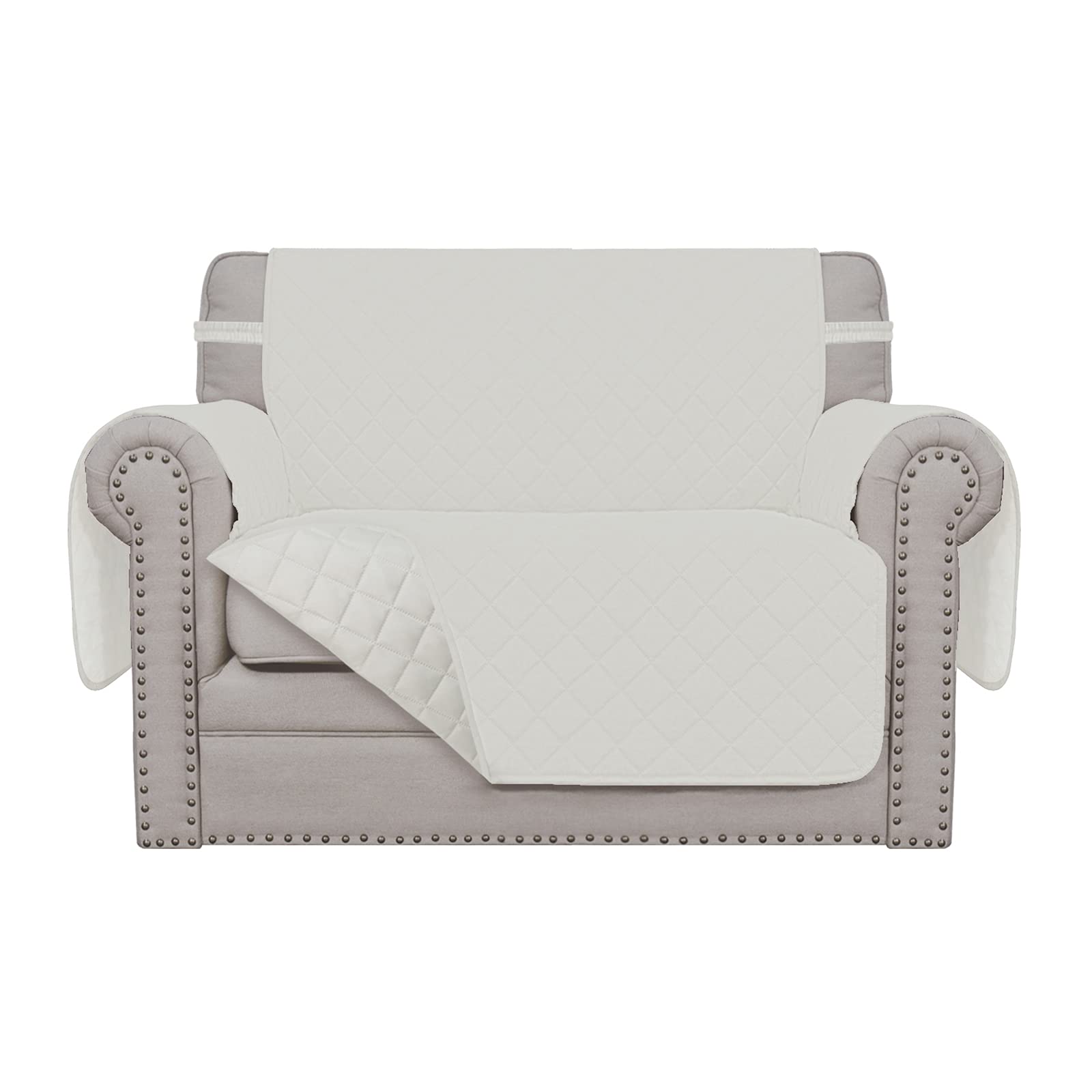 Easy-Going Oversized Chair Sofa Slipcover Reversible Sofa Cover Water Resistant Couch Cover Furniture Protector Cover with Elastic Straps for Pets Dog (Oversized Chair, Ivory/Ivory)