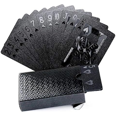 Joyoldelf Cool Black Gold Foil Poker Playing Cards, Waterproof Deck of Cards with Gift Box, Use for Party and Game Cover