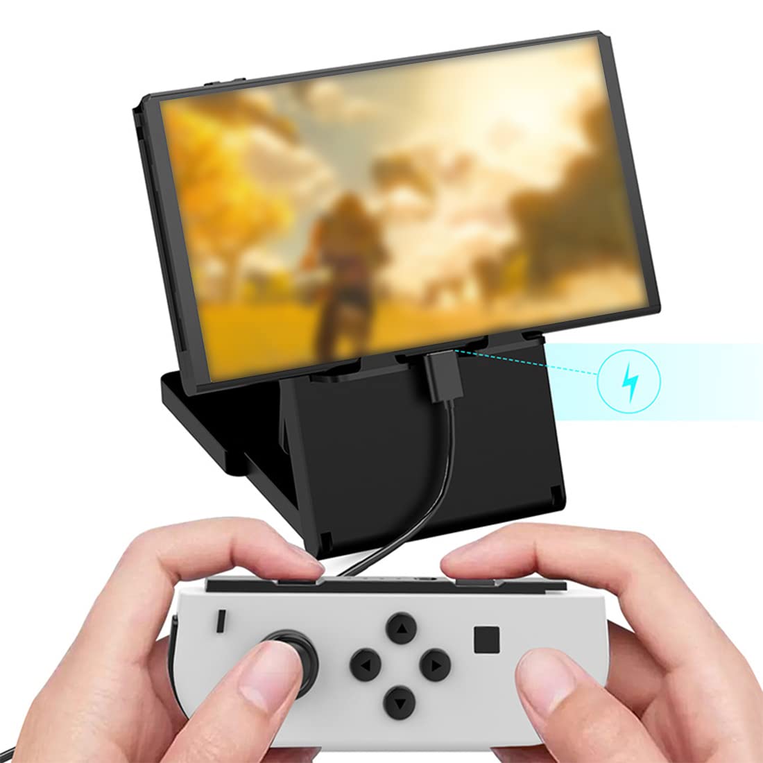 Compatible con Nintendo Soporte plegable y ajustable para Switch y Switch Lite (negro)