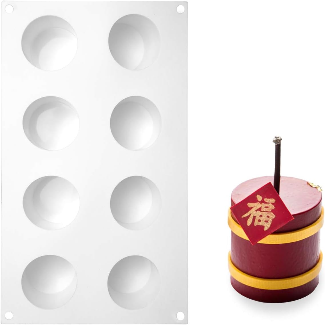 Cake Dessert Mousse Cake French Mousse Molds White Silicone Gel Molds.Household High Temperature Patisserie Mould Mousse.(8 Continuous Heightening Cylinder-Silicone Gel Molds Molds).