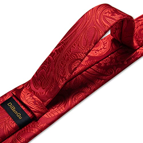 Image of DiBanGu Mens Paisley Tie Sets Silk Jacquard Woven Floral Necktie and Pocket Square Cufflinks Wedding Business Party