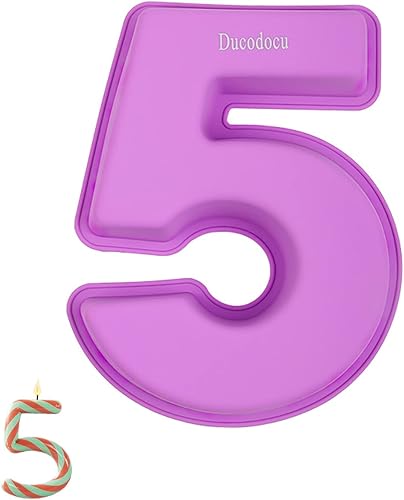 Ducodocu Molde grande de silicona para tartas con números 3D, molde para hornear DIY para cumpleaños, aniversario, número de 5