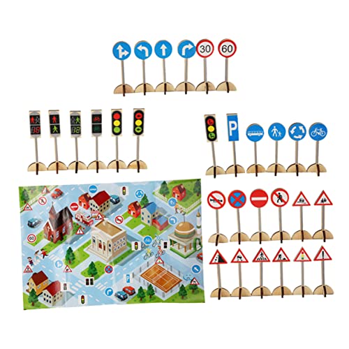 LIOOBO 1Set Wooden Traffic Sign for Educational Plaything for Cognitive Development Interactive Road Sign Model for Imaginative Role Play and Learning Traffic Rules