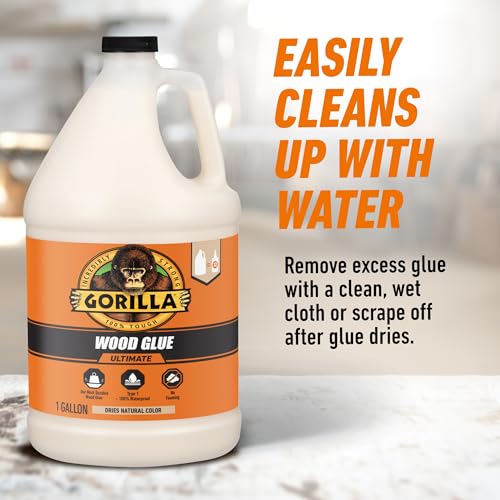 Image of Gorilla Wood Glue Ultimate, Waterproof High‑Strength Wood Glue, Natural Dry Finish, 1 Gallon