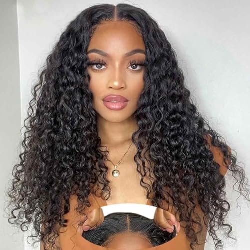 Image of Srakuw Wear and Go Glueless Wigs Human Hair Pre Plucked Pre Cut 4x4 Lace Front Wigs for Black Women Human Hair 30 Second Install for Beginners Curly Human Hair Wig (22 Inch)