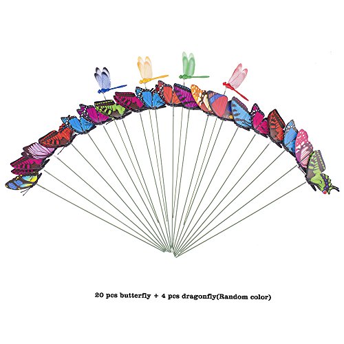 20 farfalle a doppie ali con paletto + 4 libellule...