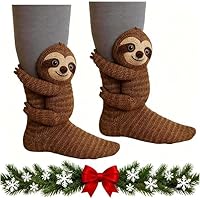 3D Knit Animal Socks, 2026 New Novelty Floor Animal Sock for Christmas, Cute Hand Crochet Knit Sock, Winter Warm Floor Socks (Sloth)