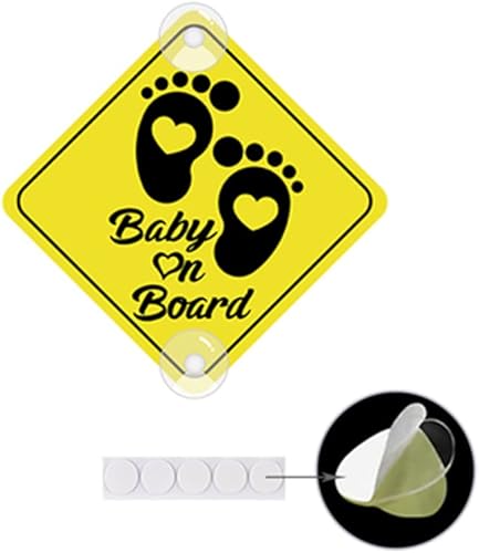 Adhesivo para automóvil con ventosas dobles para bebé a bordo, con ventosas dobles, calcomanía de advertencia de seguridad para niños a bordo (copa