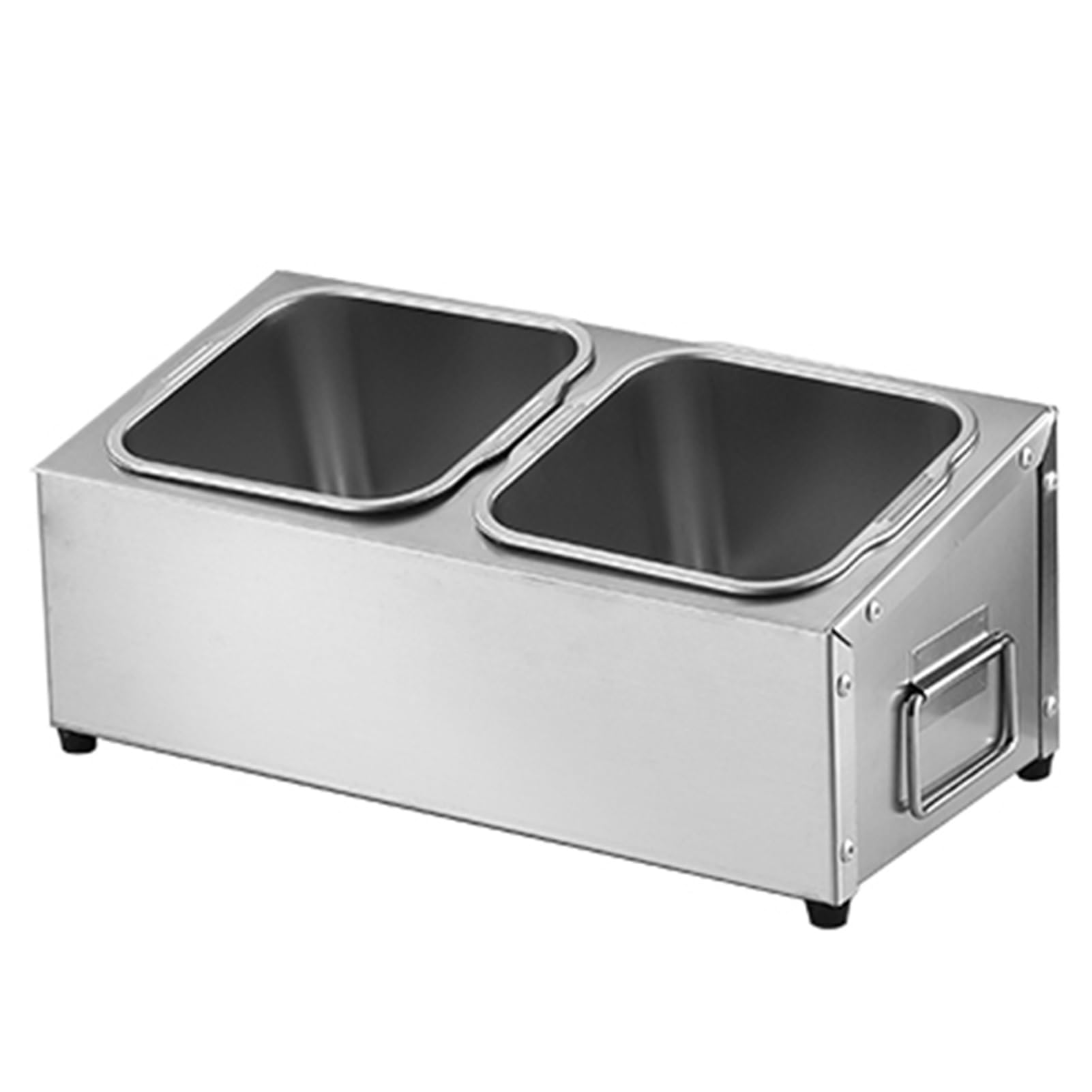 Juego De Especieros Comerciales De Acero Inoxidable Soporte Para Mostrador, Recipiente Para Alimentos Dispensador, Caja Organizadora Para Sal Azúcar Condimentos Y Frutas(Silver,36.4x18x15.5cm)