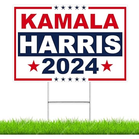 Oligei Kamala Harris 2024 Yard Signs, Kamala Harris Yard sign 18" X 12", Kamala Harris Yard Signs 2024 Double Sided Fade Resistant, Take America Back Kamala Signs for Yard Heavy Duty Metal H-Frames Cover