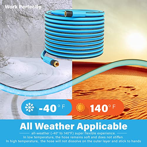 Garden Hose 50 Ft,Flexible Heavy Duty Hybrid 5/8-Inch Kink-Resistant Rubber Water Hose Kit With Hose Holder,All-Weather, Lightweight,Burst 450Psi #TOP4