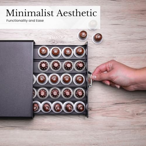Miniatura 7 de Cajón Portacápsulas Intirilife Para 50 Cápsulas De Café- Compatible Con Cápsulas Nespresso -38.2 X 23.2 X 5,6 Cm- Cajón Portacápsulas Caja De Almacenamiento En Negro Máquina De Cápsulas