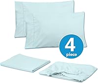 Vista 3 de Juego de sábanas de 4 piezas para camas individuales de 1500 hilos de microfibra de cepillado fino con bolsillo profundo - 1 funda de almohada