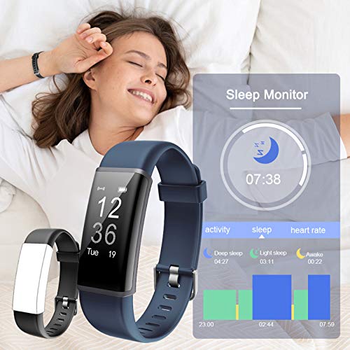 Lintelek Fitness Tracker HR, Activity Tracker with Step Counter, Heart Rate Monitor, Smart Watch with Sleep Monitor, Extra Replacement Band for Men Women Kids (Grey+ Black) - Thumbnail 4