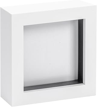 Nicola Spring 3D Shadow Box Photo Frame - 4 x 4 10 x 10cm - Pack of 1 - White 3D Photo Picture Frame Box Small Square Display Case for Crafts, Keepsakes, Wedding, Graduation