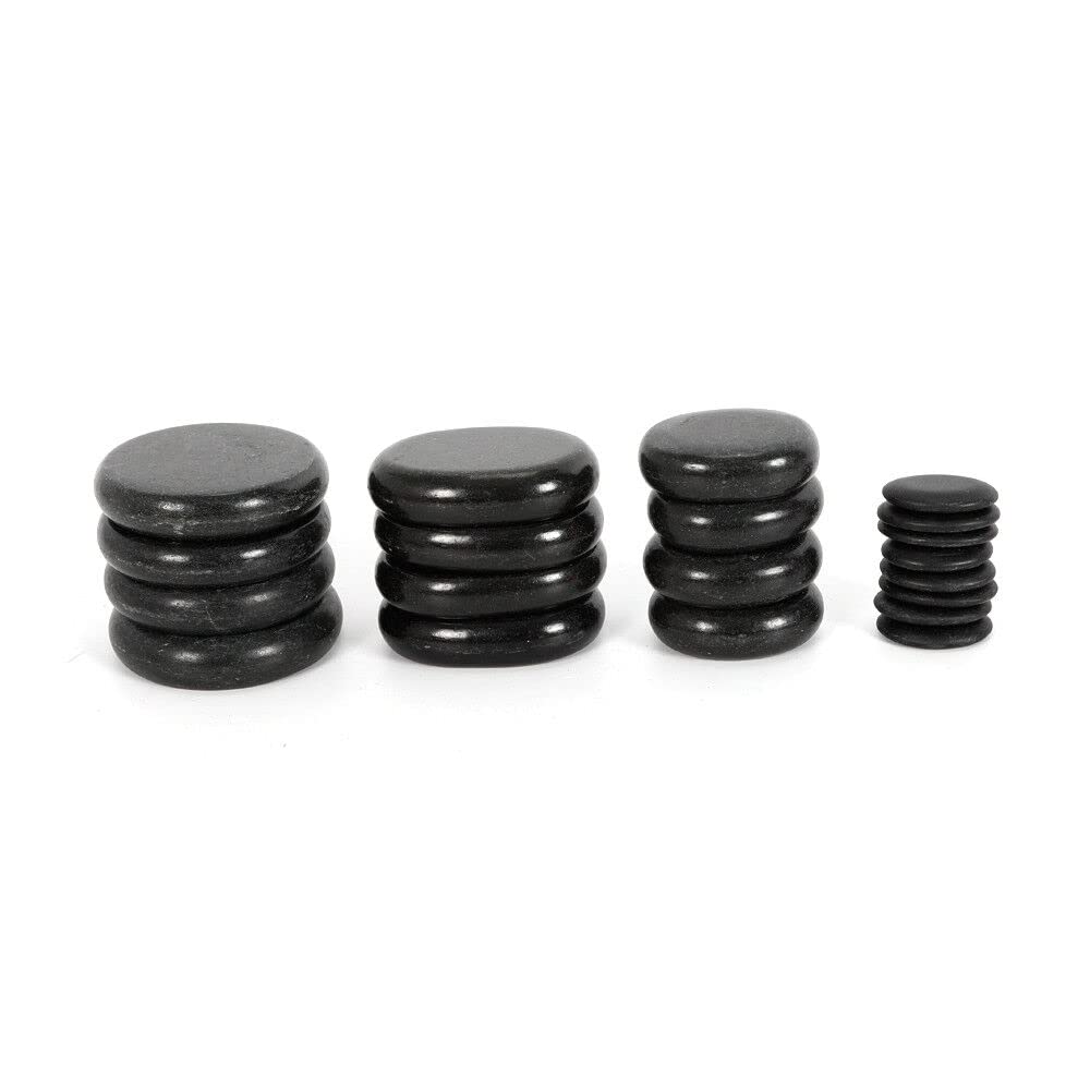 Zestaw do masażu Hot Stone, 20 sztuk, 60 W, kamienie do masażu, ogrzewanie 60°C ± 10°C, duży podgrzewacz do masażu, kamień do masażu, czarny