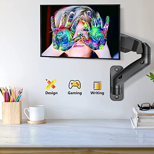 Wali Single Lcd Monitor Fully Adjustable Gas Spring Wall Mount Fits 1 Screen Vesa Up To 32 Inch, 19.8 Lbs. Weight Capacity, Arm Max Extension 21.2 Inch (Gswm001), Black #TOP4