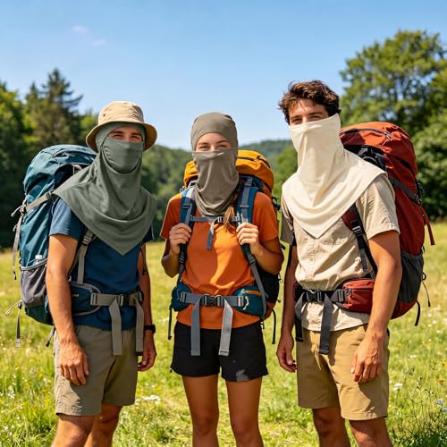 Image of SATINIOR 3 Piece Balaclava Face Cover Sun Protection Neck Cover Summer Balaclava for Men Women Outdoor Sports UV Protector