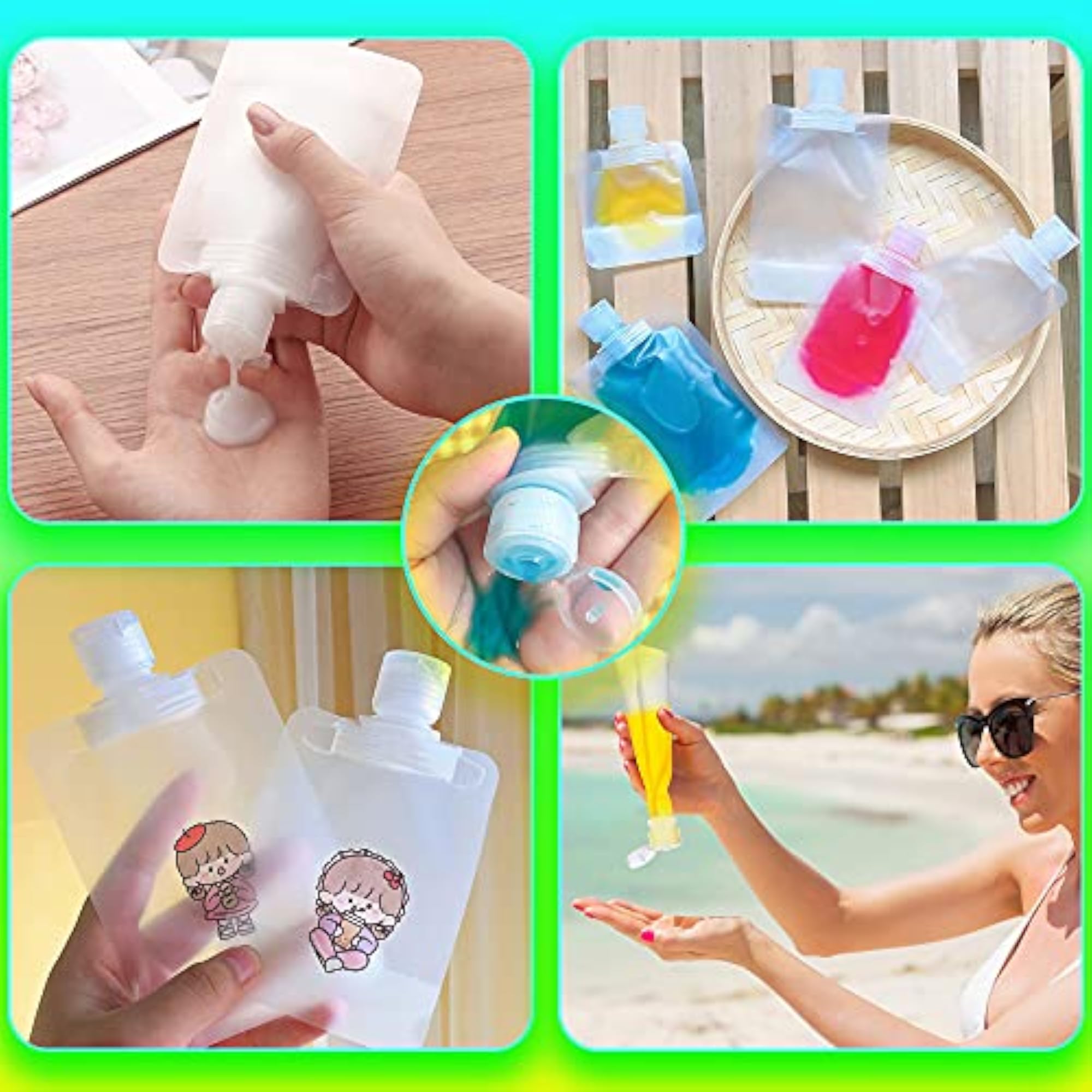 Portable Travel Fluid Makeup Packing Bag, Transparent Pouch