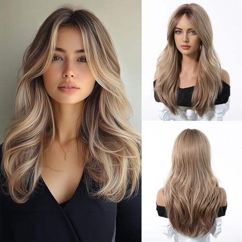 Image of Ash Blonde Wavy Wigs Human Hair for Women, Lace Front Shoulder-Length Bob, Natural-Looking, Heat-Resistant, Lightweight, Ideal for Daily Wear (Ash Brown, 20 Inch)
