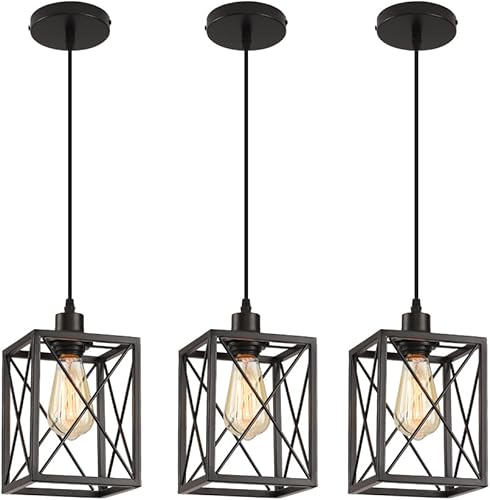 Miniatura 14 de Iluminación Colgante Negra Moderna, Lámpara Colgante Ajustable, Accesorio de Luz Colgante, Luces Colgantes para Isla de Cocina (2 Paquetes Luz