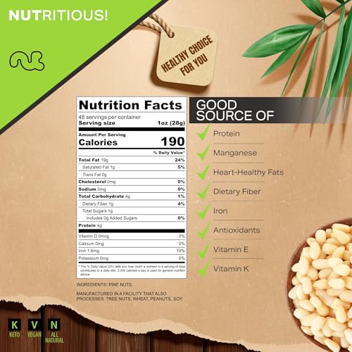 image for NUT CRAVINGS - Raw Pine Nuts Pignolias, Unsalted, Shelled, (48oz - 3 L