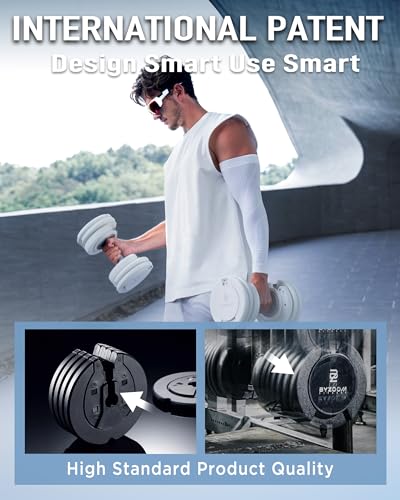Image of BYZOOM FITNESS Pure Series Adjustable Dumbbell - 12.5 /25 /27.5 /50 /55 /75lb - ONE UNIT OR PAIR(check QTY before purchase) - 5-in-1 / 10-in-1 / 15-in-1 / 21-in-1 Flexible Hand Weights for Home Apartment Garage Gym, Strength Training & Fitness Workouts, White OR Black