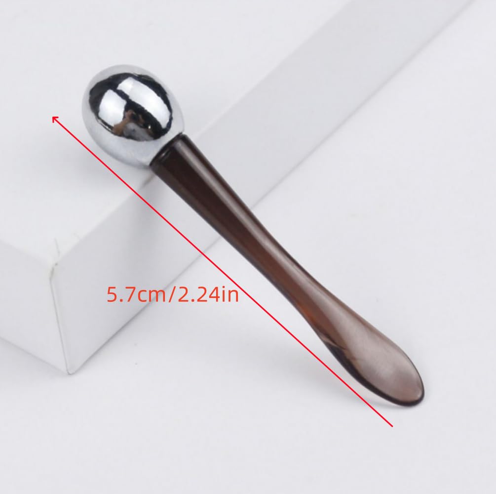 2Pcs Eye Cream Applicator, Brown ABS Zinc Alloy Massage Scoop Roller Double Side Lotion Stick Skin Care Tools for Women - Image 2