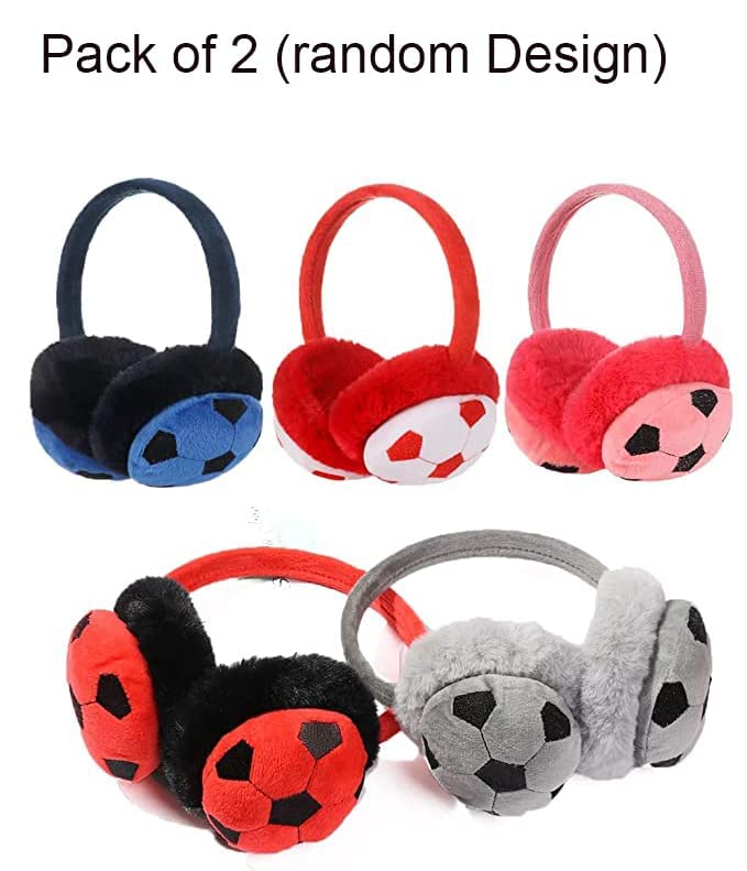 CLOTHERA Kids pack of 2 Premium soft Football Winter Warm Earmuffs (assorted design)