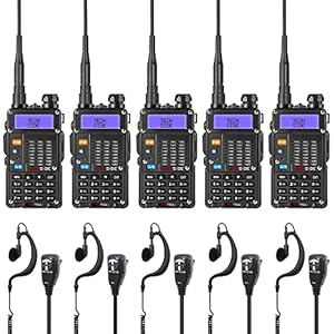 TECHSIDE MOD. POTENTE 8W | Tri-Power Radio TS-T9+ Dual Band Vhf/Uhf | COMPATIBILE BAOFENG canali PREINSTALLATI MIDLAND G9 Pro TI-F8+ PMR446 LPD SoftAir Vigilanza Trekking | Premium Garanzia ITA (5 Pz)