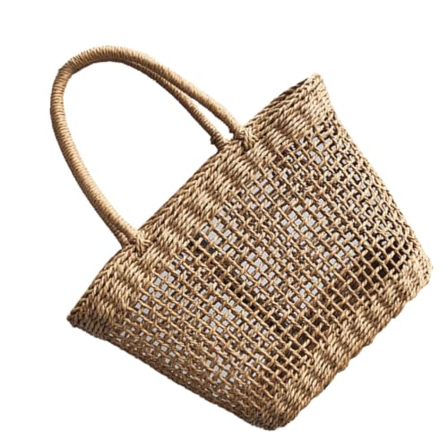 Bolso tejido a mano para playa con el espacio ideal para guardar cosméticos y llaves.