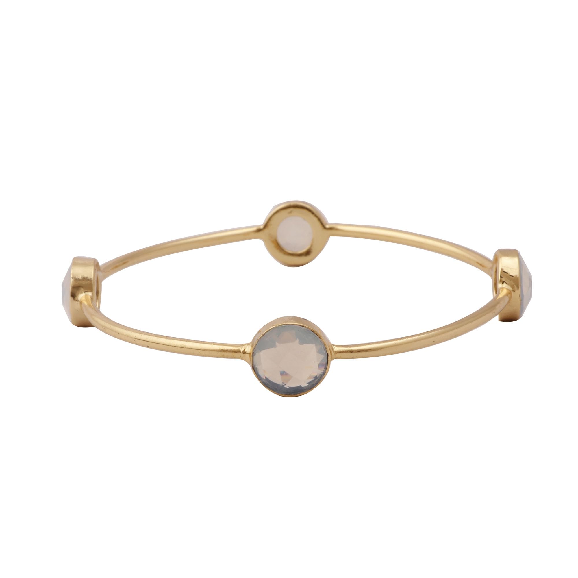 El Joyero Collet Set Wholesale Bangle | Gemstone Round Shape Handmade Bangle | Brass Gold Plated Bangle | 370908V (Opalite) (B0DD7BV72W) Amazon Price History, Amazon Price Tracker