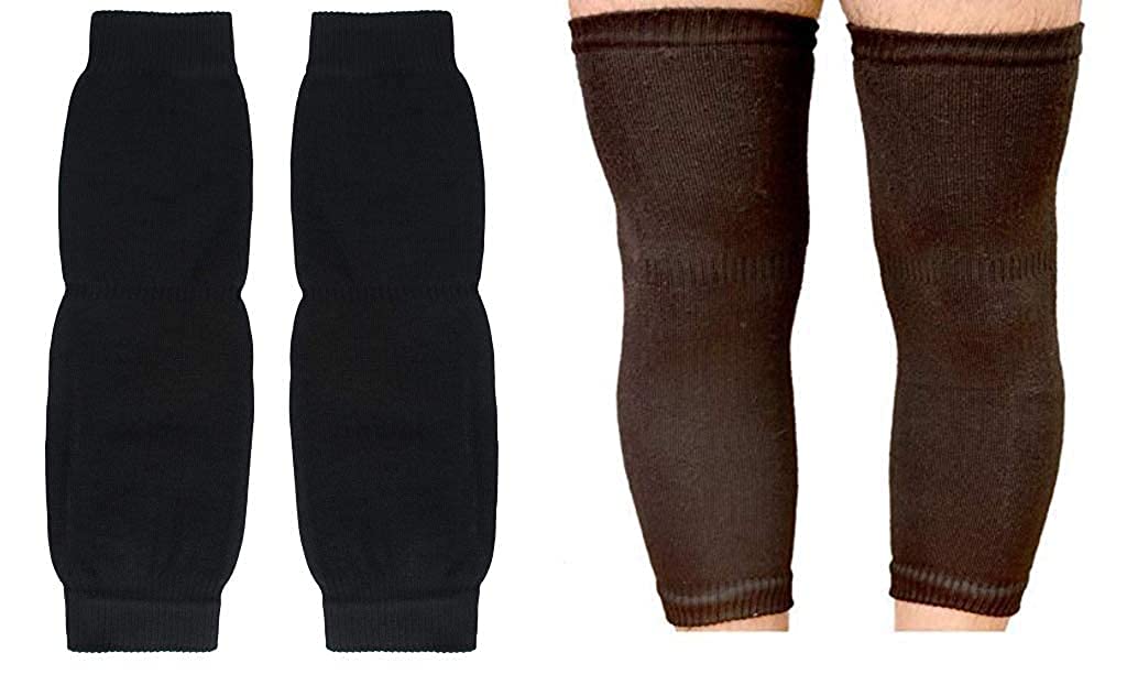 JMP Unisex Winter Warm Protector Knee Cap Woolen Thermal Warm Elastic Leg Knee Warmer (Black and Brown)-(Pack of 2 Pairs)-image-44