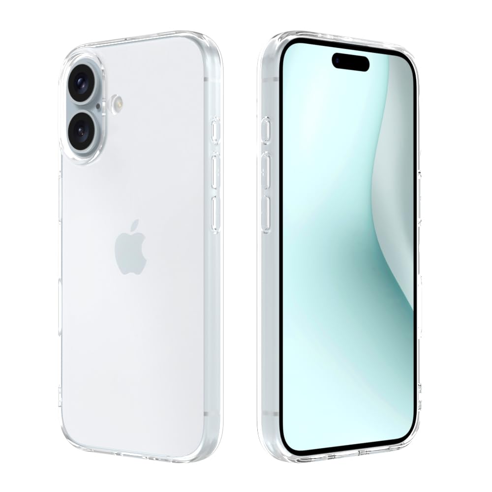 Captor Cover iPhone 16, Custodia Trasparente in Silicone Morbido, Protezione Fotocamera, Anti-Ingiallimento, Flessibile e Resistente per iPhone 16 Cover (Bordi Rialzati)