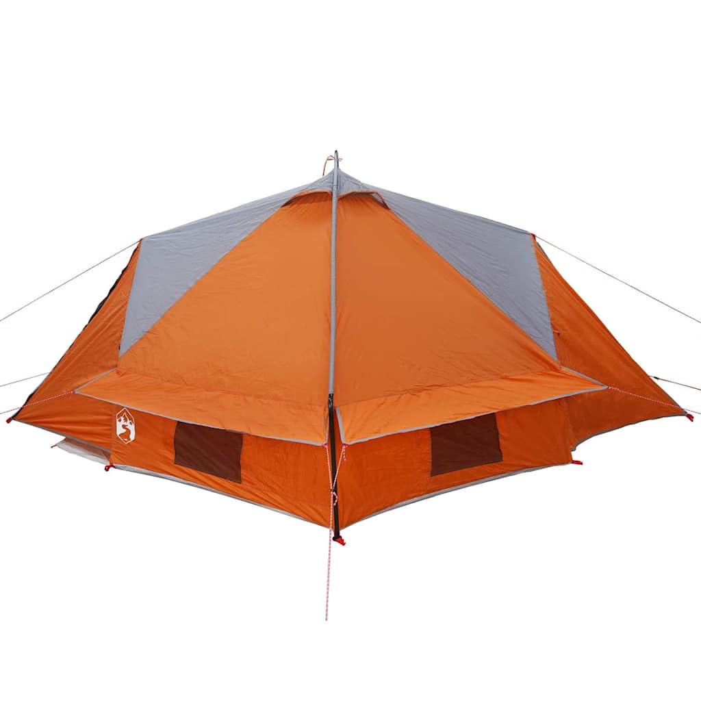 Nowoczesny namiot Teepee dla 10 osób w kolorze zielonym i białym, 490 x 410 x 210 cm, z poliestru 185T o strukturze tafty, łącznie z drążkami, linami napinającymi, śledziami i torbą do noszenia