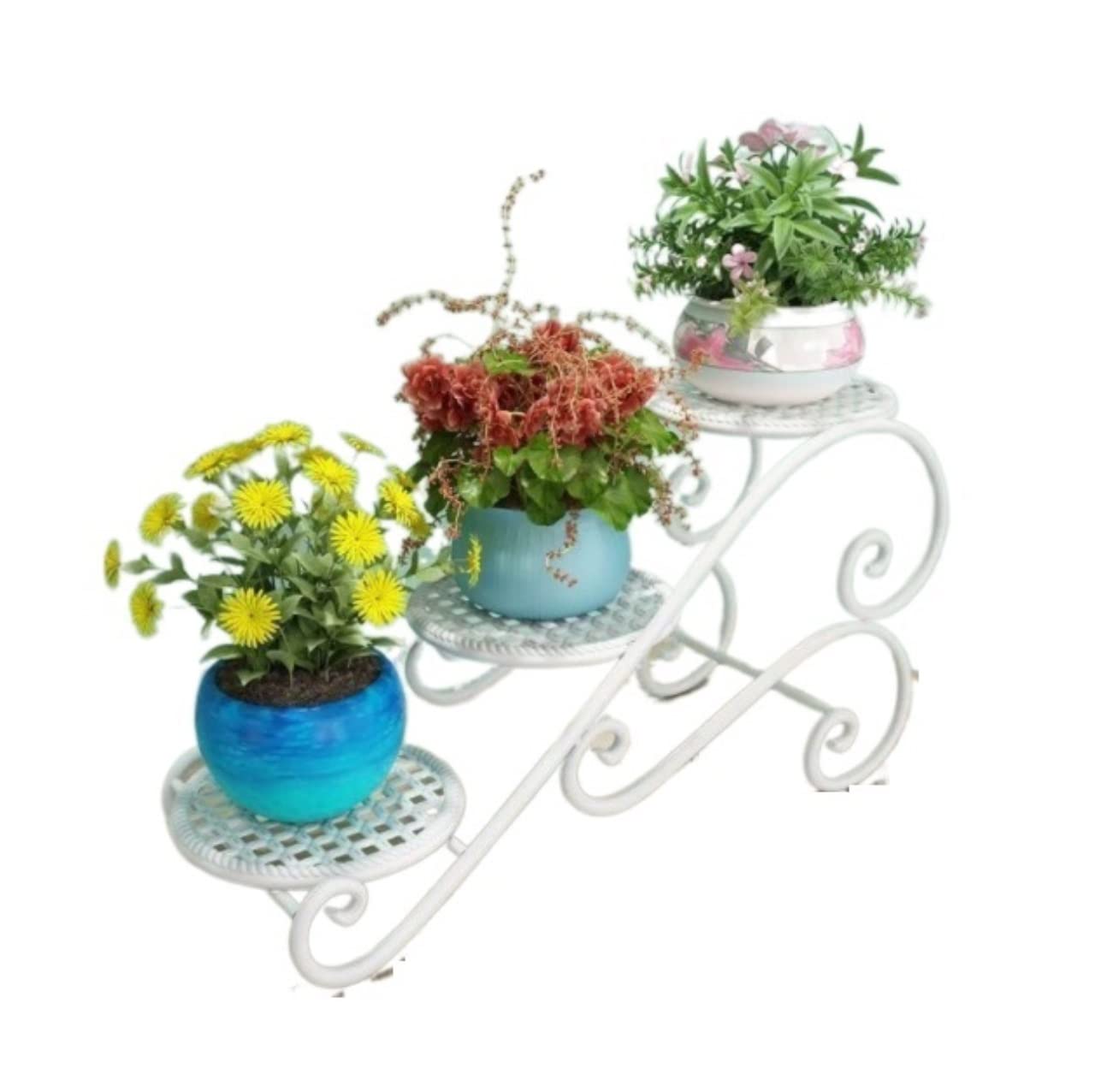 DFGHNBVC Plant Stand Plant Shelves Flower Holder Wrought Iron Floor Flower Stand Modern Plant Stand Living Room Bedroom Balcony Decoration Flower Stand Plant Shelf Plant Rack,White-59 * 22 * 28Cm