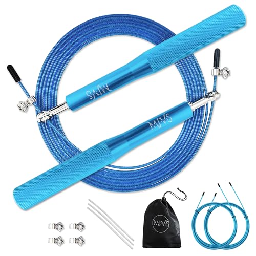 Mijovesa - Comba Crossfit. Pack Comba con 3 Cables + Tornillos + 3 Protectores de Cuerda Saltar + Bolsa para Comba de Saltar - Comba Boxeo con Mangos de Aluminio - Cuerda de Saltar
