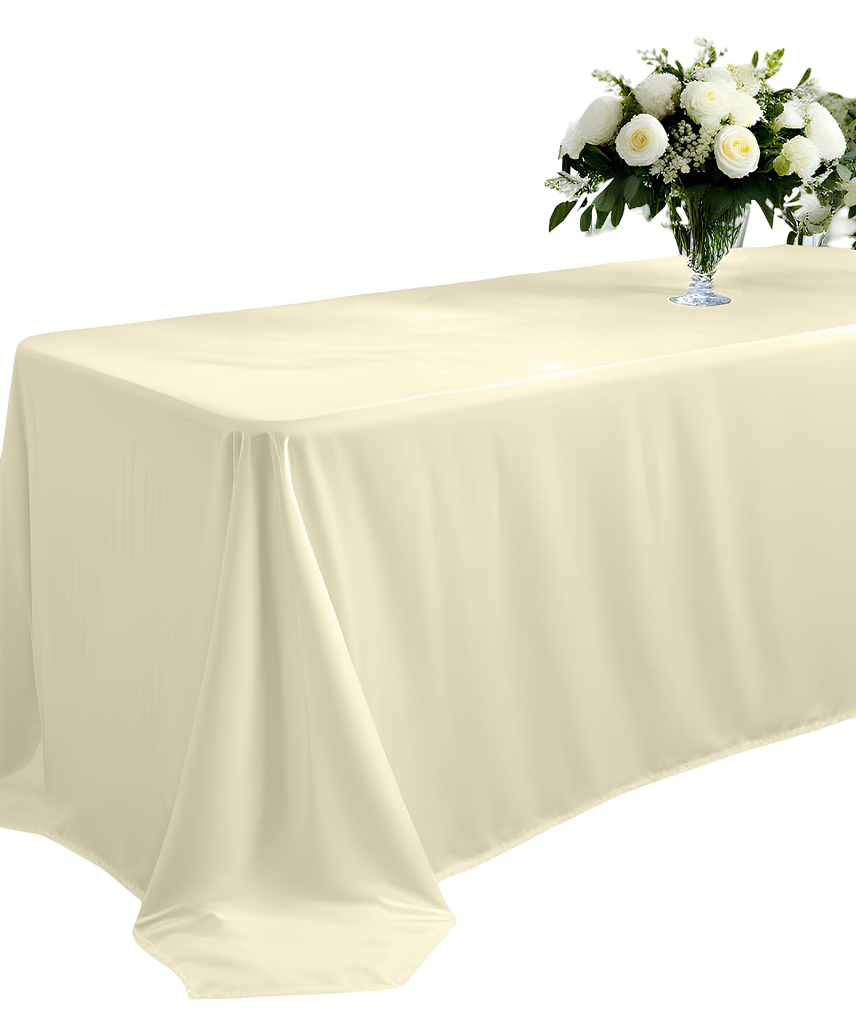 Elegant Event Essentials - 70 x 126” Rectangular Polyester Table Cloth/Cover – For Home Décor, Wedding, Party, Dining Table, Cafe Restaurants & Banquet - Wrinkle-Free – Washable - Ivory