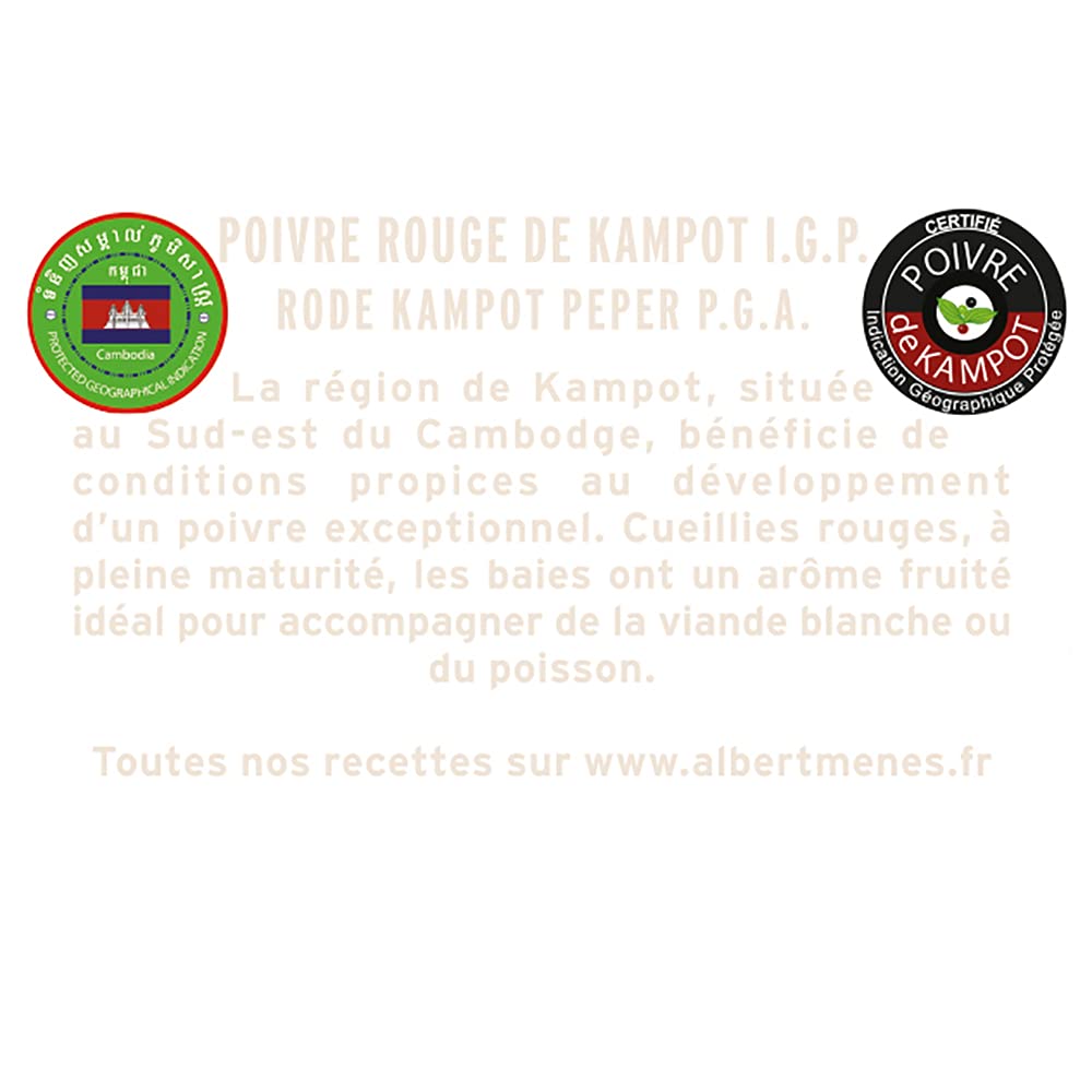 Albert Ménès Les Poivres Précieux Poivre de Kampot Rouge Moulin, 50 g