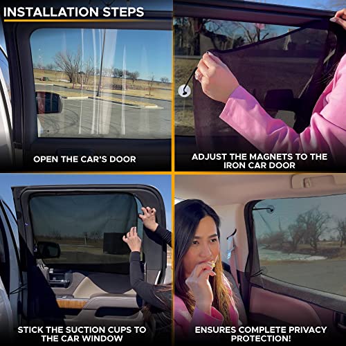 Econour Magnetic Car Side Window Sun Shade (1 Pack) | Rear Window Sunshade For Car Blocks Uv Rays | Baby Car Shades For Side Windows Ensures Privacy Protection | Baby Car Travel Accessories (26"X19") #TOP6