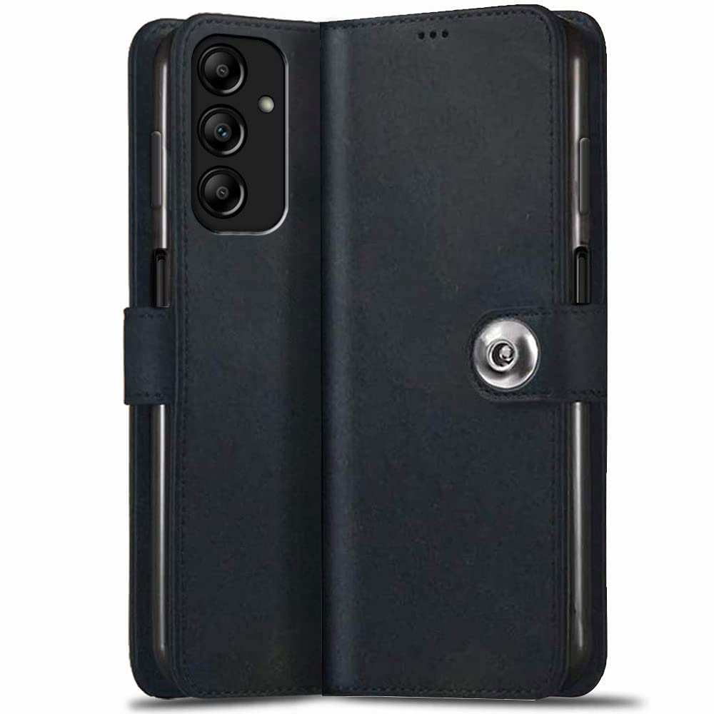 TheGiftKart Flip Cover Back Case for Samsung Galaxy A14 4G / A14 5G | Genuine Leather Finish | Designer Button | Inbuilt Pockets & Stand | Flip Cover (Black) (B0BSHC732Z) Amazon Price History, Amazon Price Tracker