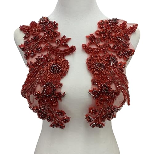 Patchs à coudre en forme de fleur avec perles élégantes pour la customisation de robe
