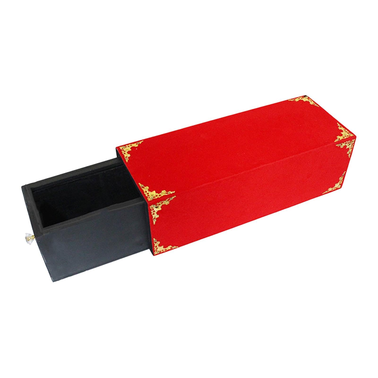Zauberkasten Schubladenbox Holzkasten Zaubertrick Magier Aufklappbox Aus Edlem Holz für Spannende Illusionen für Geburtstage Feste Geschenke, Rot, 37 X 14 X 12 cm