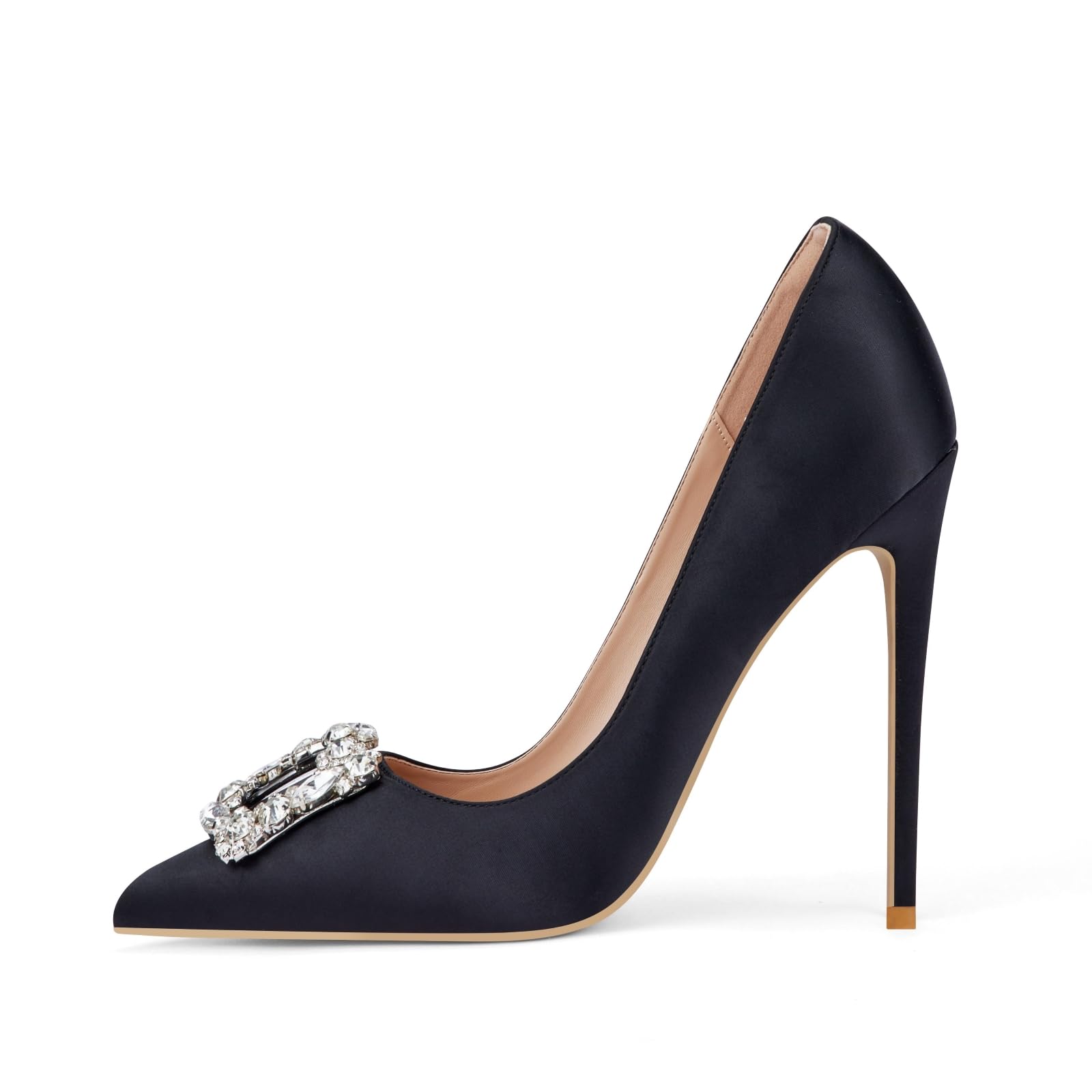 Zhabtuc Donna Décolleté Spillo 12cm Strass Glitter Raso Punta Chiusa Sposa Festa,36-42 EU