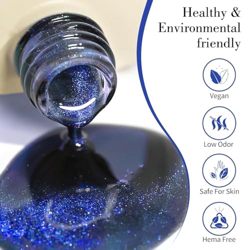 Image of Bolt bee Glitter Cat Eye Nail Gel Polish 9ml Gel Paint Soak Off UV Led | 9D Art Polish Galaxy Magnetic for Nail Designs | LED Soak Off Nail Lacquer Gel Strong Nail Art Magnet For Home Salon-(Purple)